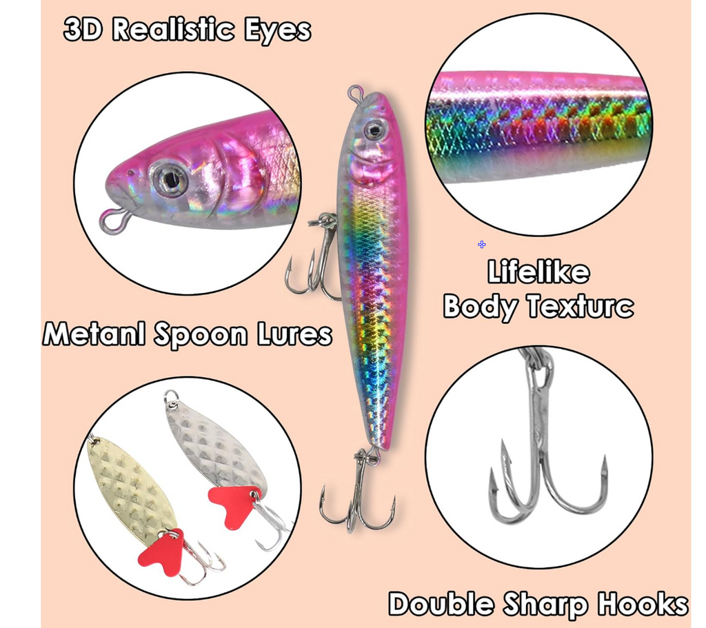 Fishing Advent Calendar 2025, 24 Day Fishing Lure Countdown Calendar, Xmas Fishing Gift Christmas Countdown Fish Tackle Set Fishing Tackle for Father Lovers Boyfriend Brother