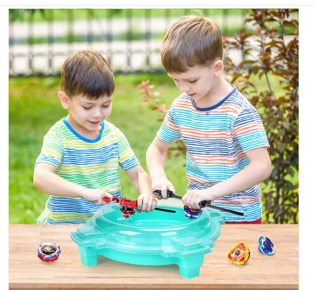 COCOFOX Battling Top Burst Toy Set Game Complete Battle Game Set with Stadium, 6 Battling Tops and 2 Launchers, Toys for 6 Year Old Boys & Girls & Up (Amazon Exclusive) Green