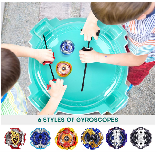 COCOFOX Battling Top Burst Toy Set Game Complete Battle Game Set with Stadium, 6 Battling Tops and 2 Launchers, Toys for 6 Year Old Boys & Girls & Up (Amazon Exclusive) Green