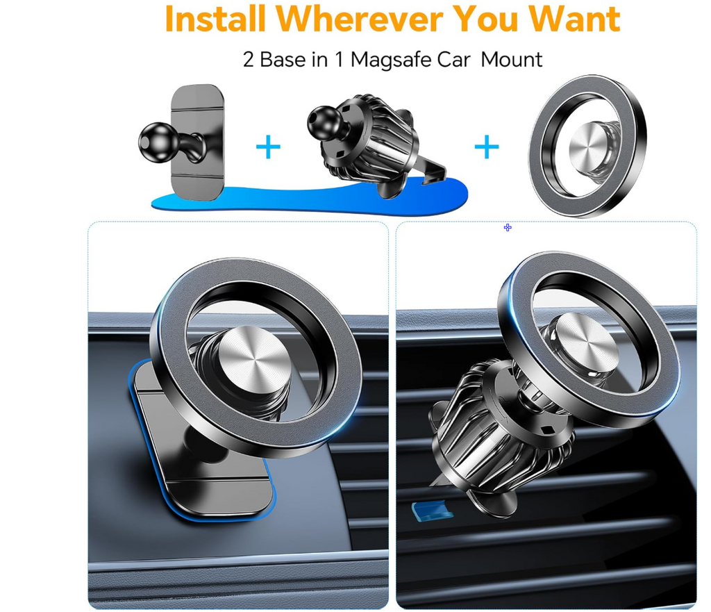 Kaistyle for Magsafe Car Mount【20 Strong Magnets】Magnetic Phone Holder for Car Phone Holder Mount Dash Mounted Holders Cell Phone Holders for Your Car Accessories for Women Men for iPhone 17 16 15 14