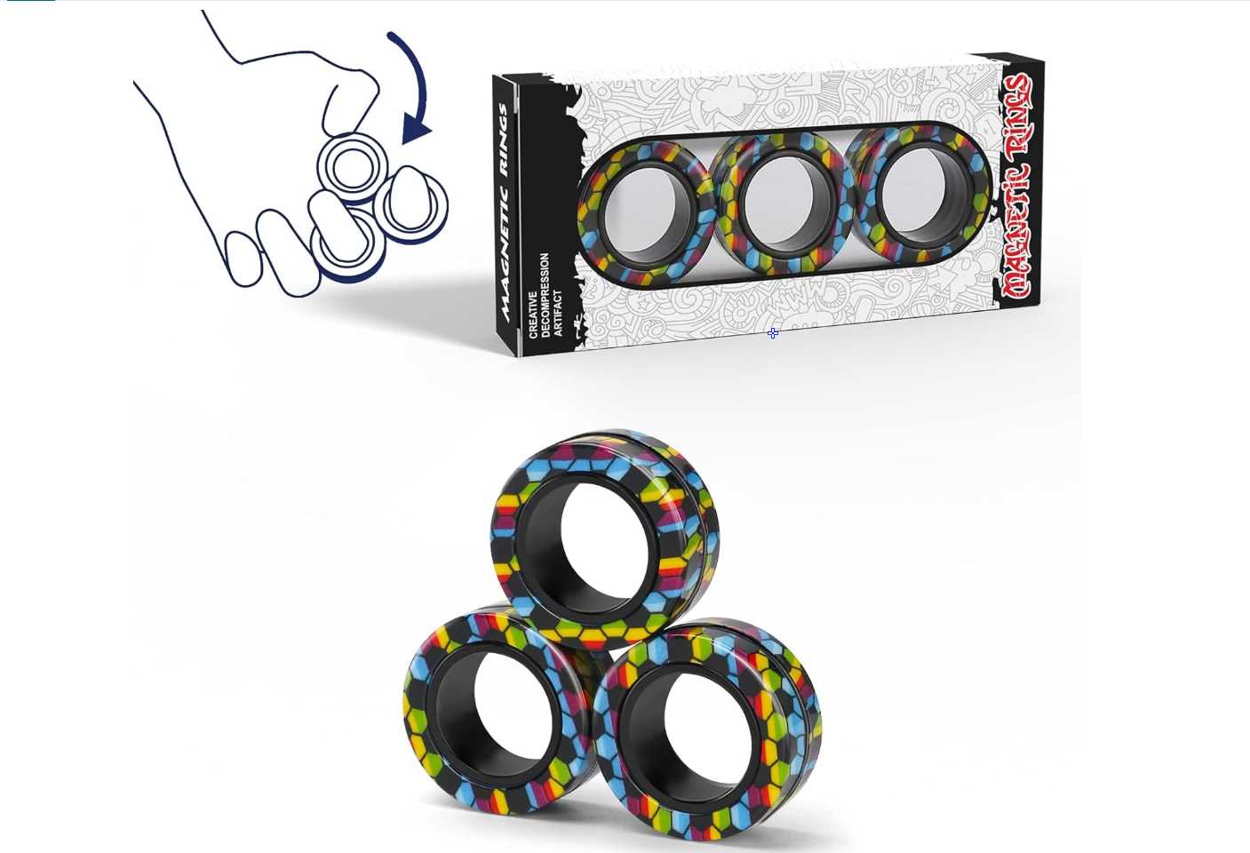 Magnetic Rings Fidget Toy Set, Idea ADHD Fidget Toys, Adult Fidget Magnets Spinner Rings for Anxiety Relief Therapy, Fidget Pack Great Gift for Adults Teens Kids Easter Basket Stuffers (3PCS)