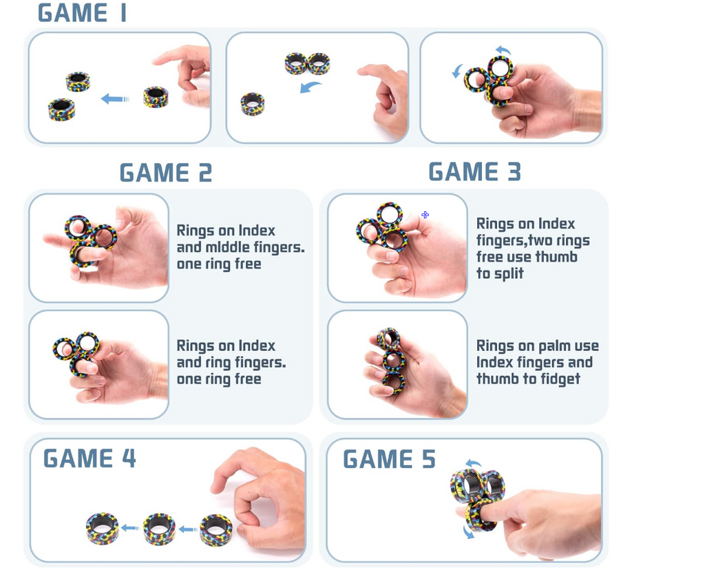 Magnetic Rings Fidget Toy Set, Idea ADHD Fidget Toys, Adult Fidget Magnets Spinner Rings for Anxiety Relief Therapy, Fidget Pack Great Gift for Adults Teens Kids Easter Basket Stuffers (3PCS)