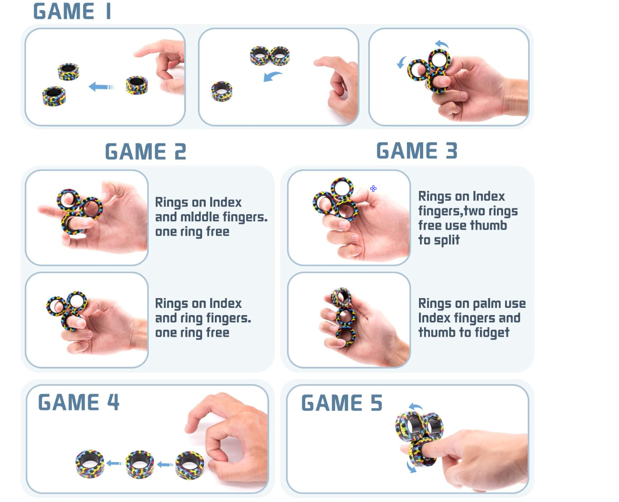 Magnetic Rings Fidget Toy Set, Idea ADHD Fidget Toys, Adult Fidget Magnets Spinner Rings for Anxiety Relief Therapy, Fidget Pack Great Gift for Adults Teens Kids Easter Basket Stuffers (3PCS)