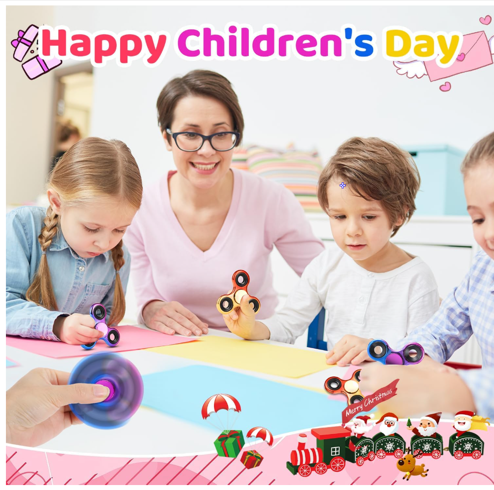 Fidget Spinner 2 Pack, Metal Fidget Spinners Christmas Fidget Toys for Kids - Stress Relief Hand Spinner for ADHD Christmas Autism Gifts, Stocking Stuffers Classroom Rewards for Boys Girls