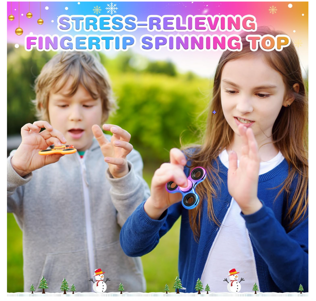 Fidget Spinner 2 Pack, Metal Fidget Spinners Christmas Fidget Toys for Kids - Stress Relief Hand Spinner for ADHD Christmas Autism Gifts, Stocking Stuffers Classroom Rewards for Boys Girls