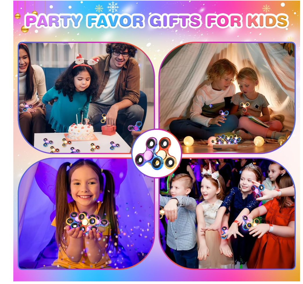 Fidget Spinner 2 Pack, Metal Fidget Spinners Christmas Fidget Toys for Kids - Stress Relief Hand Spinner for ADHD Christmas Autism Gifts, Stocking Stuffers Classroom Rewards for Boys Girls