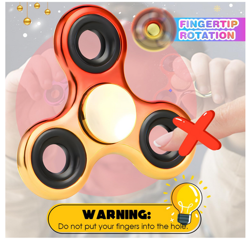 Fidget Spinner 2 Pack, Metal Fidget Spinners Christmas Fidget Toys for Kids - Stress Relief Hand Spinner for ADHD Christmas Autism Gifts, Stocking Stuffers Classroom Rewards for Boys Girls