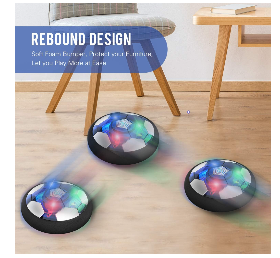 Hover Soccer Ball Boy Toy, Air Powered Floating Hover Soccers with LED Light, Kids Training Soccer Ball Indoor Outdoor Game, Birthday Gifts for Age 3 4 5 6 7 8-10 Years Old Boys Girls