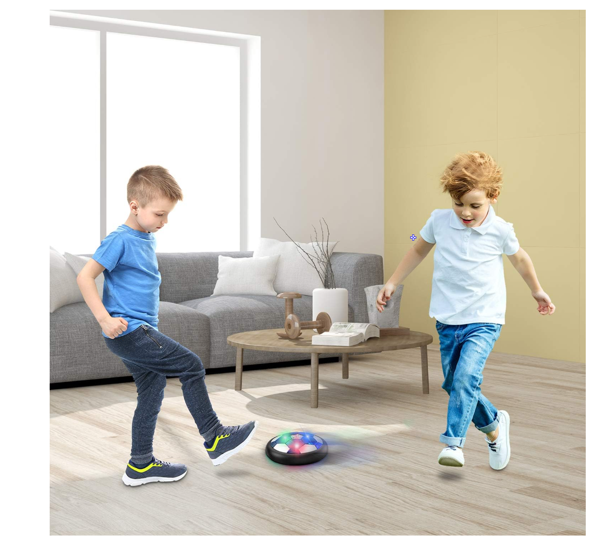 Hover Soccer Ball Boy Toy, Air Powered Floating Hover Soccers with LED Light, Kids Training Soccer Ball Indoor Outdoor Game, Birthday Gifts for Age 3 4 5 6 7 8-10 Years Old Boys Girls