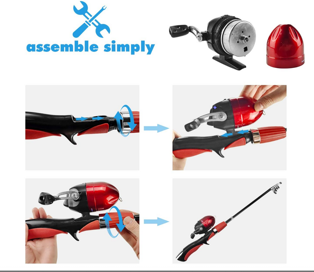 Urban Deco Kids Fishing Pole Set Portable Telescopic Kids Fishing Rod and Reel Combo Kit with Tackle Box for Beginners, Boys,Girls,Youth,Children