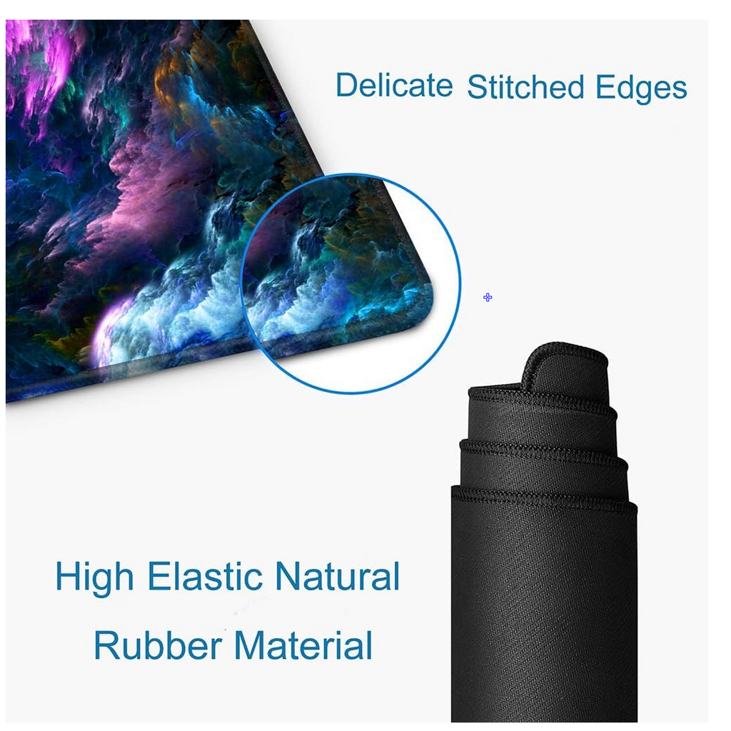 Gaming Mouse Pad, Large Non-Slip Rubber Base Mousepad, Keyboard Mouse Mat, Desk Pad with Stitched Edges, 31.5x11.8inch, Dazzling Galaxy