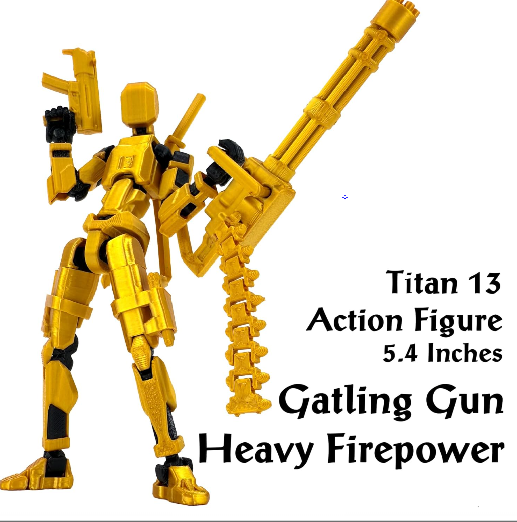 Gatling Gun T13 Titan 13 Action Figure Set【Assembled】, Robot Action Figure 3D Printed robo 13 Action Fidget Toys Dummy Figure Articulated, Lucky 13 for Collectors Desktop Decorations (Laser Purple)