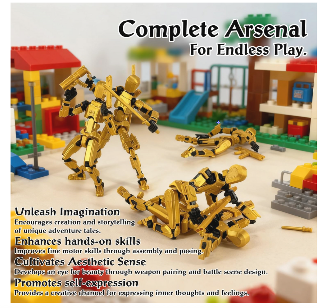 Gatling Gun T13 Titan 13 Action Figure Set【Assembled】, Robot Action Figure 3D Printed robo 13 Action Fidget Toys Dummy Figure Articulated, Lucky 13 for Collectors Desktop Decorations (Laser Purple)