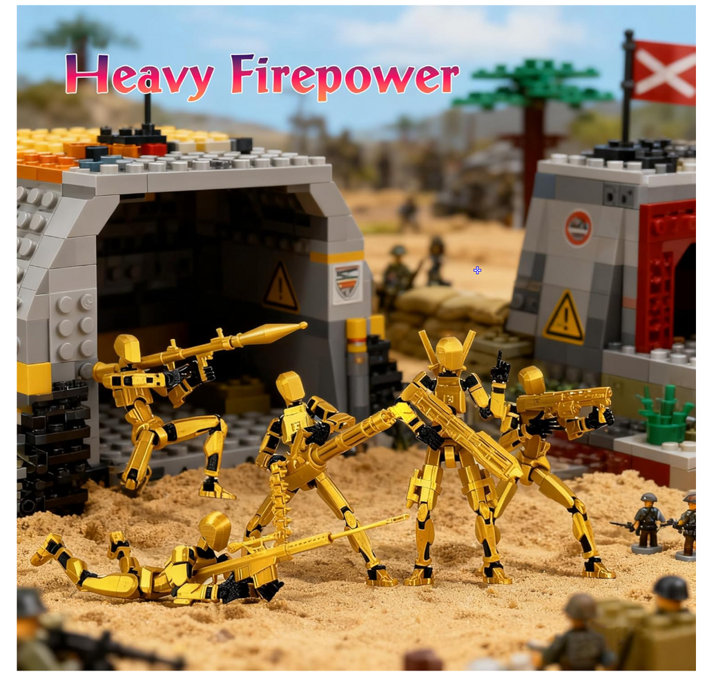 Gatling Gun T13 Titan 13 Action Figure Set【Assembled】, Robot Action Figure 3D Printed robo 13 Action Fidget Toys Dummy Figure Articulated, Lucky 13 for Collectors Desktop Decorations (Laser Purple)